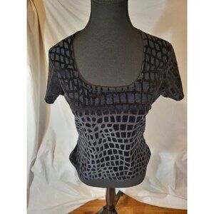 Vintage Pottery Brand‎ Textured Velvet S/S Shirt Y2K USA Black Size M